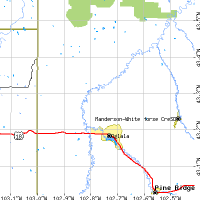 Zip code 57764 close-up map