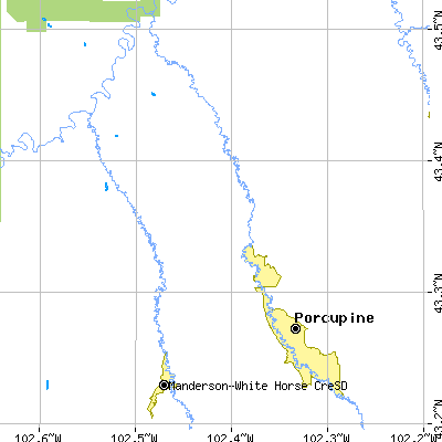 Zip code 57772 close-up map
