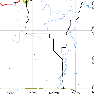 Zip code 57774 close-up map