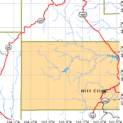 Zip code 57778 close-up map