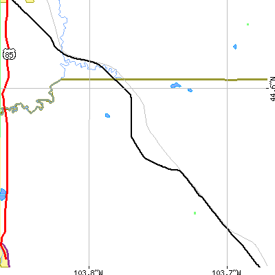 Zip code 57779 close-up map