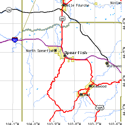Zip code 57783 close-up map