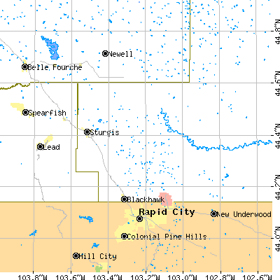 Zip code 57785 close-up map