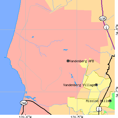 Zip code 93437 close-up map