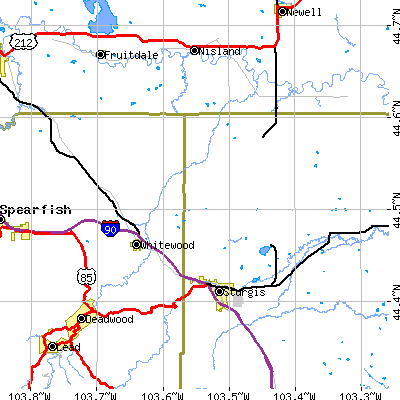 Zip code 57793 close-up map