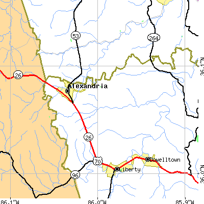 Zip code 37012 close-up map