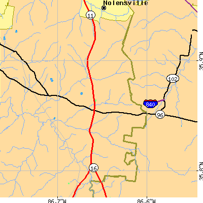 Zip code 37014 close-up map