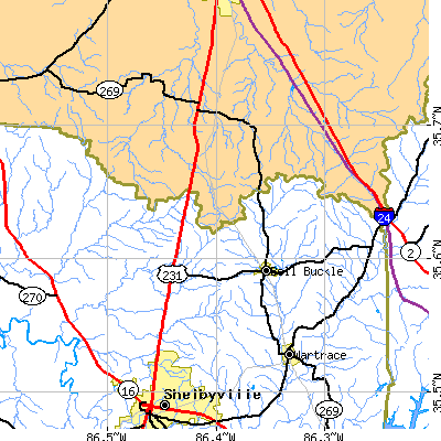 Zip code 37020 close-up map