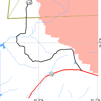Zip code 37023 close-up map
