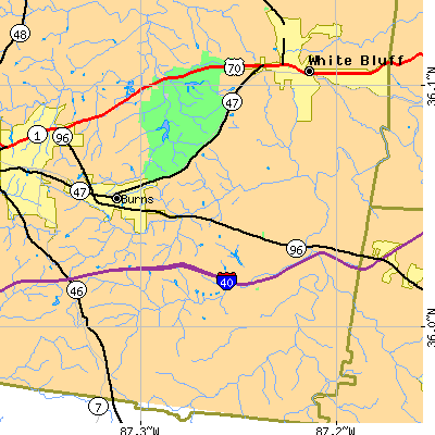 Zip code 37029 close-up map