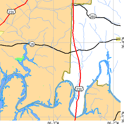Zip code 37031 close-up map