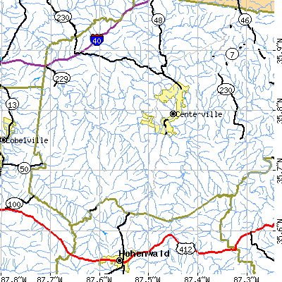 Zip code 37033 close-up map