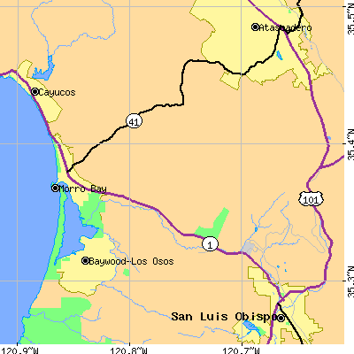 Zip code 93442 close-up map