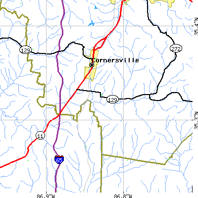 Zip code 37047 close-up map