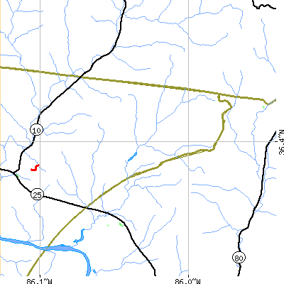 Zip code 37057 close-up map