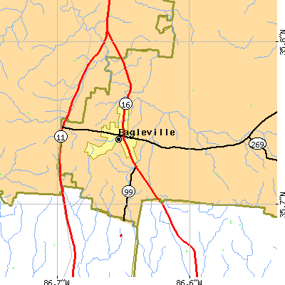 Zip code 37060 close-up map