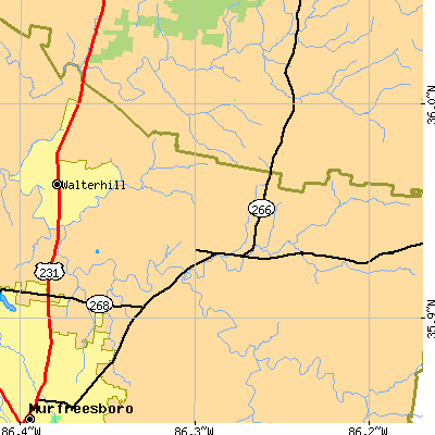 Zip code 37085 close-up map