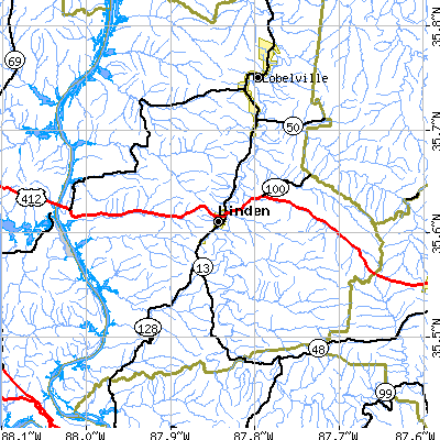 Zip code 37096 close-up map