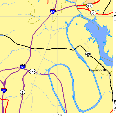 Zip code 37115 close-up map