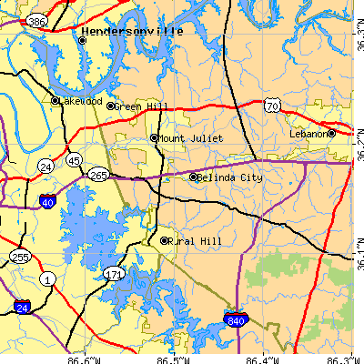 Zip code 37122 close-up map