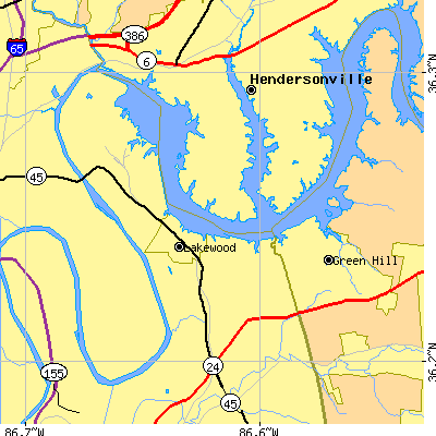 Zip code 37138 close-up map