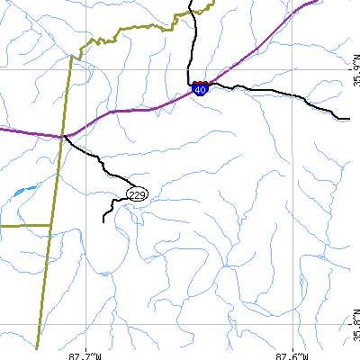 Zip code 37140 close-up map