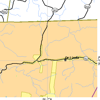Zip code 37141 close-up map