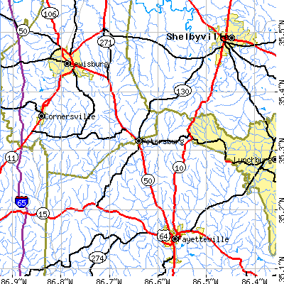 Zip code 37144 close-up map