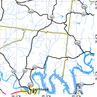 Zip code 37145 close-up map