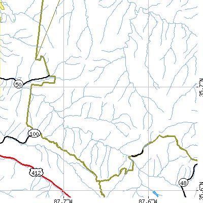 Zip code 37147 close-up map
