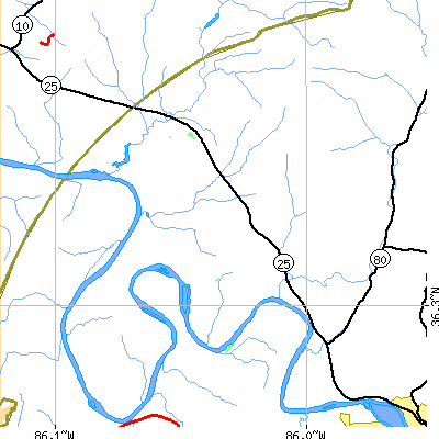 Zip code 37151 close-up map