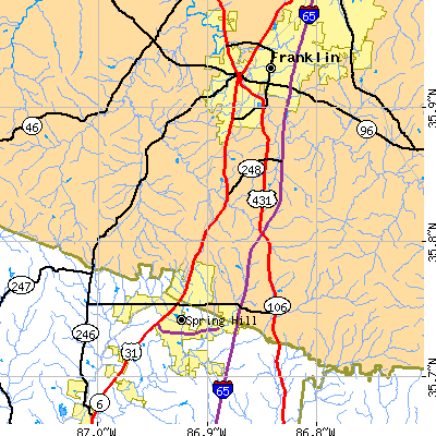 Zip code 37179 close-up map