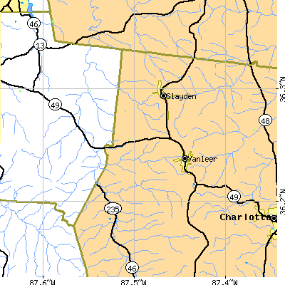 Zip code 37181 close-up map