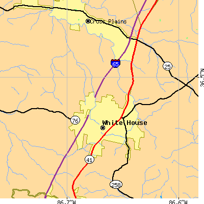 Zip code 37188 close-up map