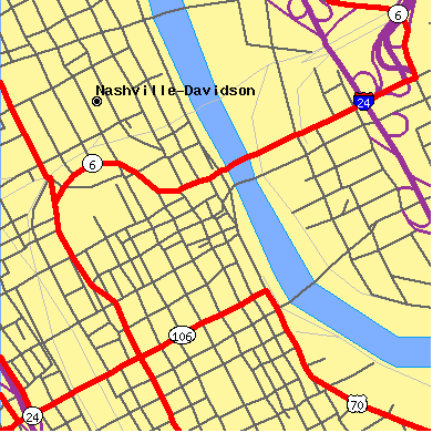 Zip code 37201 close-up map