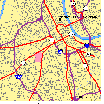Zip code 37203 close-up map