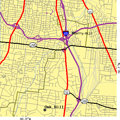 Zip code 37204 close-up map