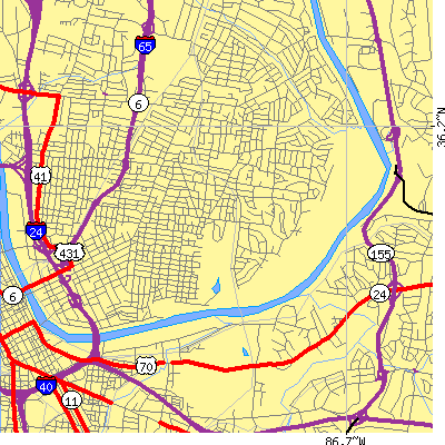 Zip code 37206 close-up map
