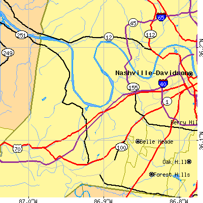 Zip code 37209 close-up map