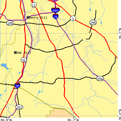 Zip code 37211 close-up map