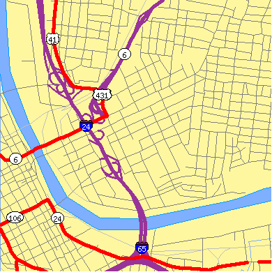Zip code 37213 close-up map