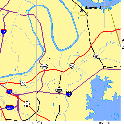 Zip code 37214 close-up map