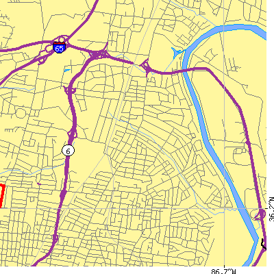 Zip code 37216 close-up map