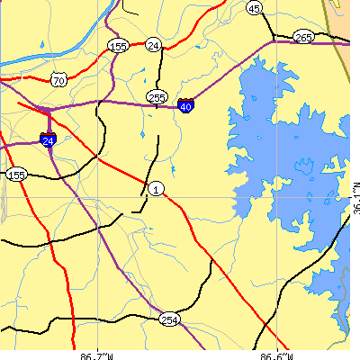 Zip code 37217 close-up map