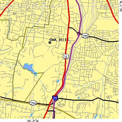 Zip code 37220 close-up map