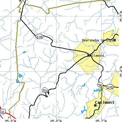 Zip code 37301 close-up map