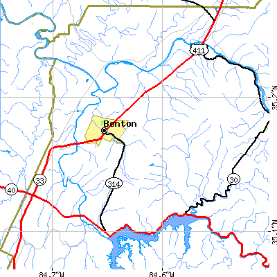 Zip code 37307 close-up map