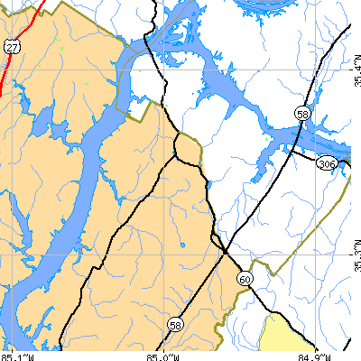 Zip code 37308 close-up map