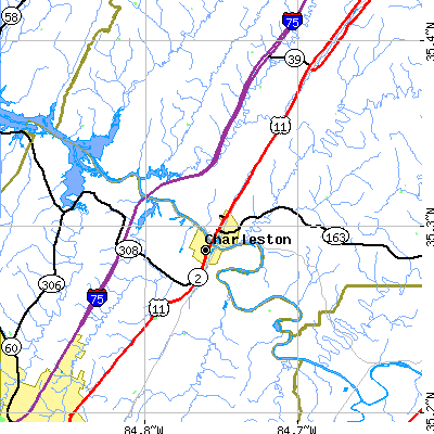 Zip code 37309 close-up map