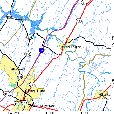 Zip code 37310 close-up map